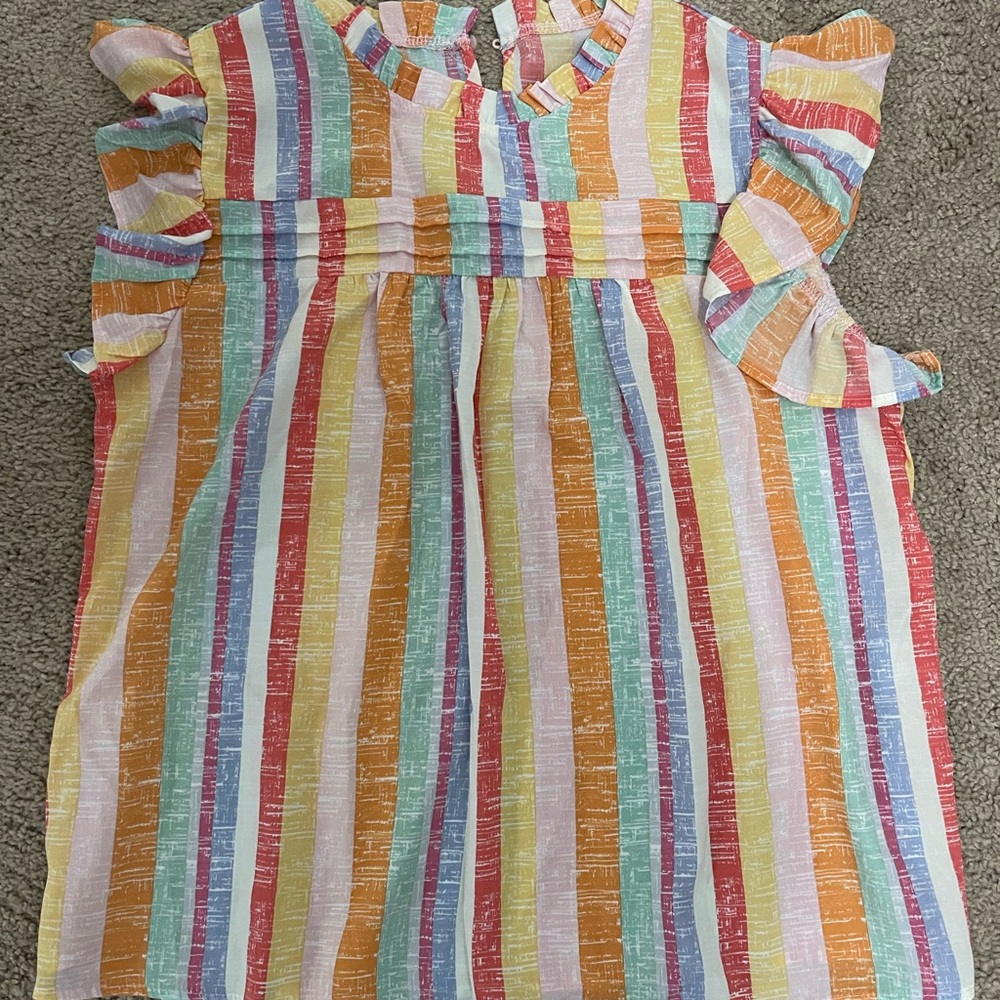 Colorful Striped Ruffle Top
